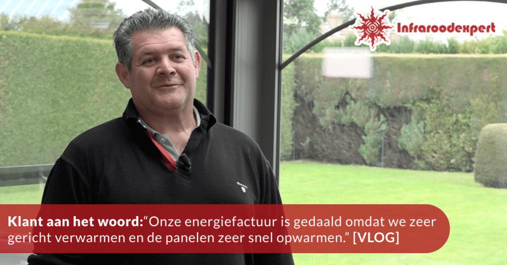 Koen liet infrarood panelen installeren in de uitbouw. Zo kan hij zeer gericht en efficiënt verwarmen. En zijn energiefactuur is gedaald.